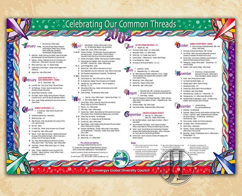 Convergys Celebrating Our Common Threads 2002 Calendar