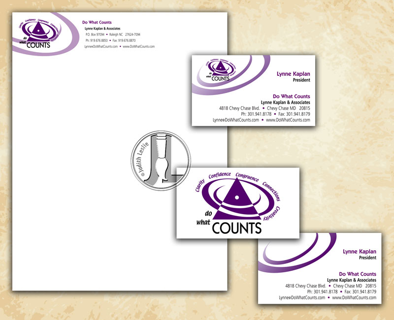 Do What Counts Letterhead, Business Cards and Envelope