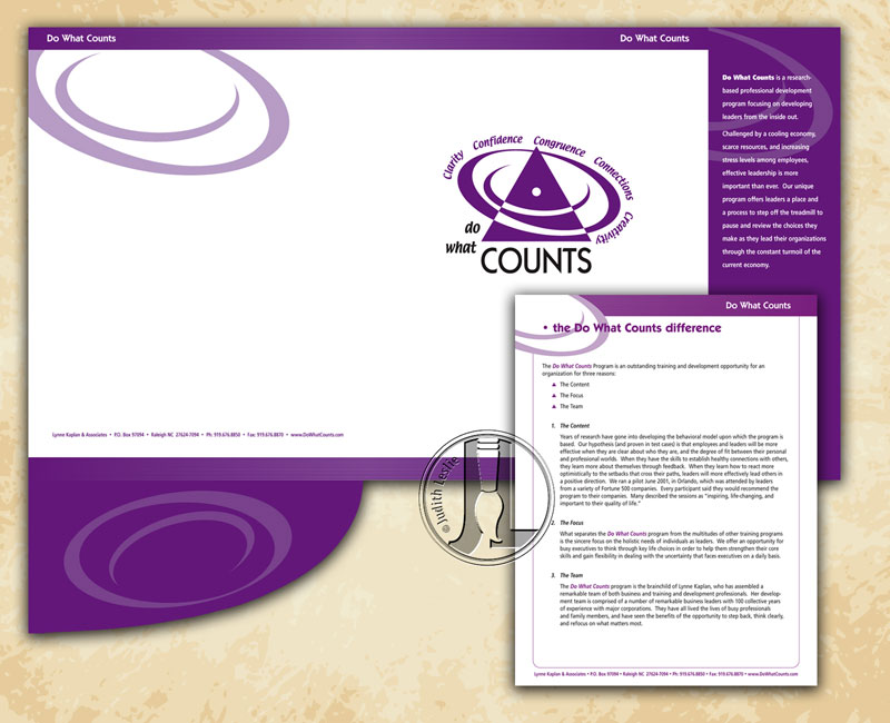 Do What Counts Presentation Folder with Pocket and Business Card Slits; Printed Inserts