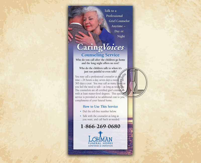 Lohman Funeral Homes Caring Voices Rack Card
